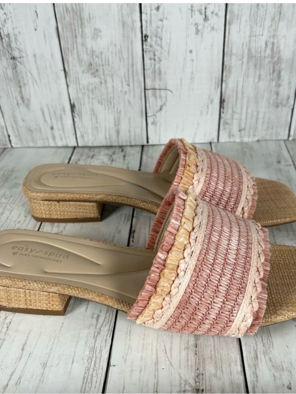 Easy Spirit Graciela Raffia Block Heel Comfort Slide Sandal 9.5 NEW